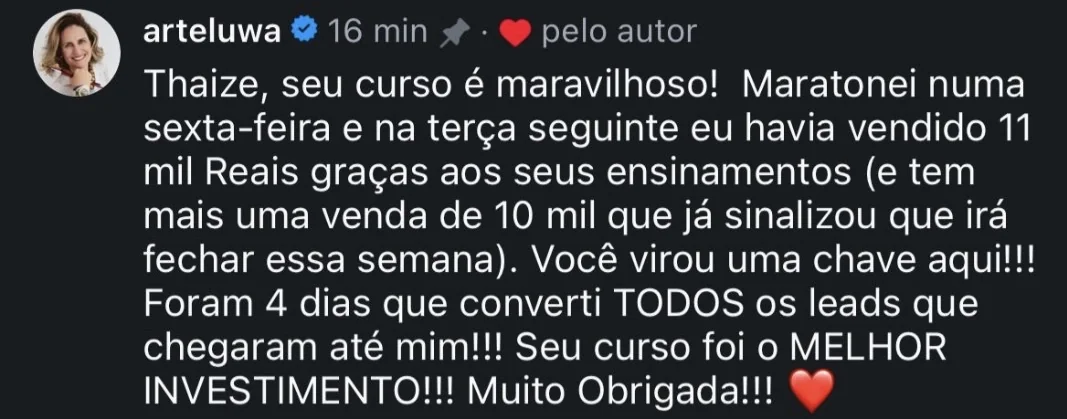 Depoimento de aluna